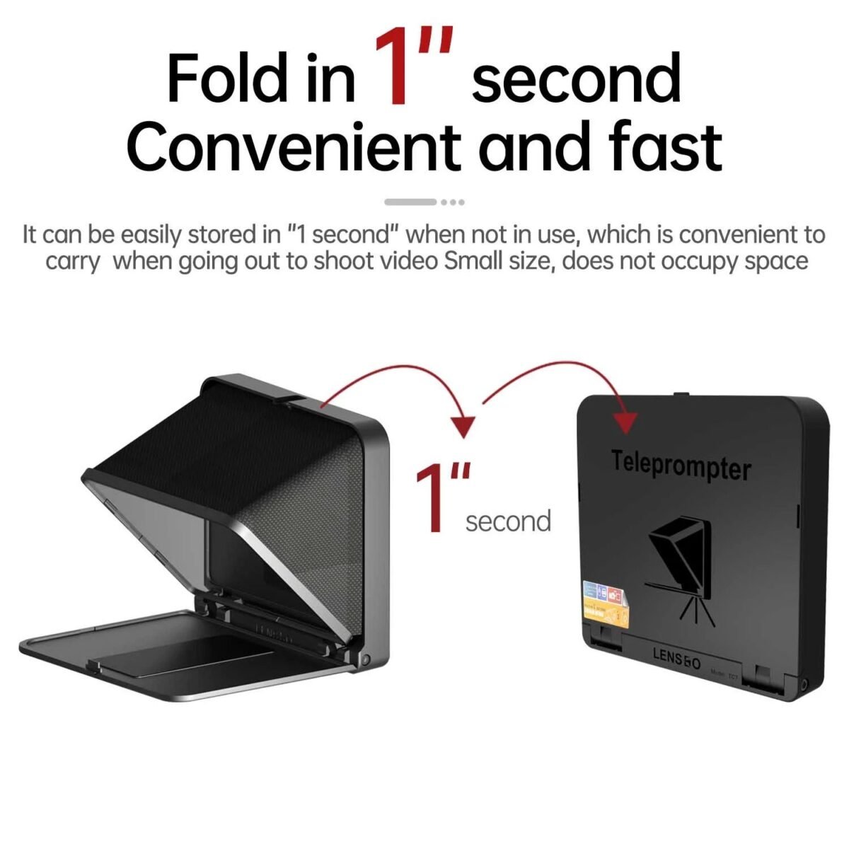 LENSGO TC7 Teleprompter for iPad Tablet Smartphone DSLR Camera w/Remote Control, APP Compatible with iOS & Android System for Online Teaching Vlogger Live Streaming Interview, Fold in One Sec - Image 4