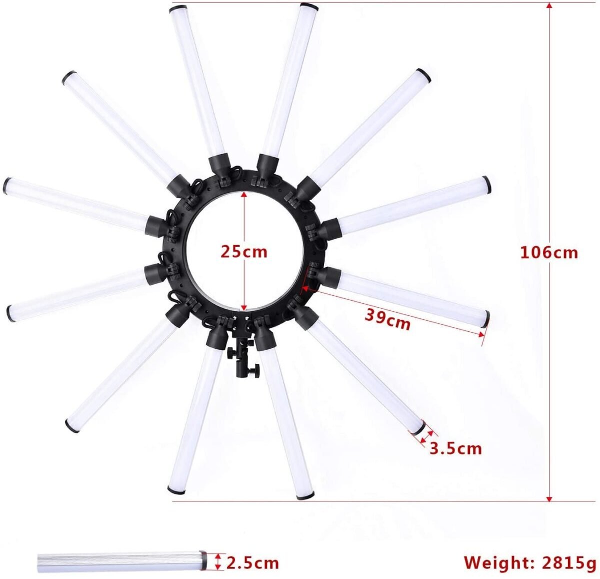 Starlight light Ring Light Photographic Lighting Dimmable 3200-5600k 12 Tubes Led Camera Photo Studio Phone Photography light Lamp Video LED Light Kit,Phone Video Shooting,Youtube,Portrait,Selfie - Image 3