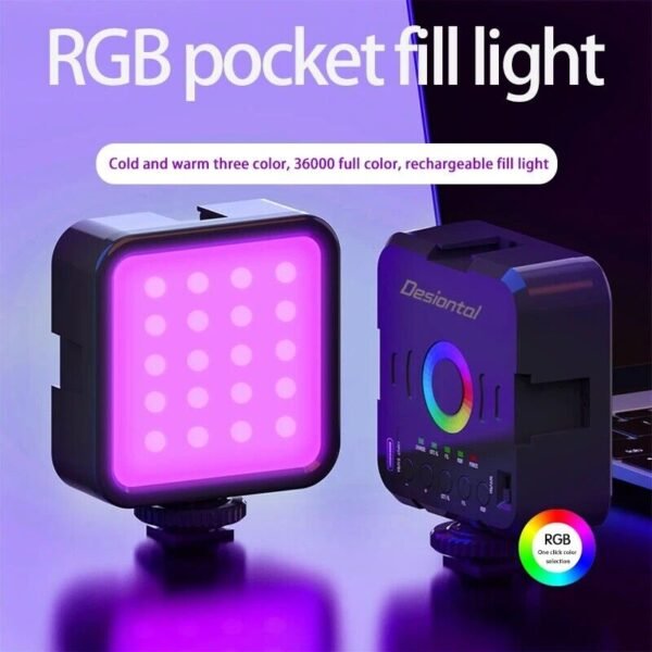 W70 RGB 7W Full Color Video LED Lights 3000K-9000K 1200mAh Pocket Camera Light
